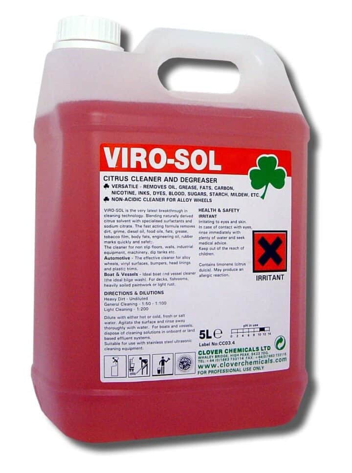 CLOVER VIRO SOL SAFETY SOLVENT FLOOR HARD SURFACE CLEANER DEGREASER 5L